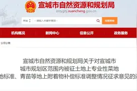 在宣城被征的菜地、青苗等怎么补？补多少？官方发布征求意见图片