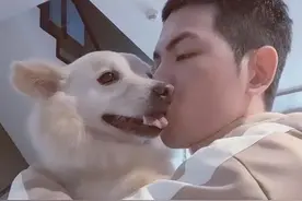 萧敬腾豪宅内抱狗玩耍，与狗狗拥抱嘴对嘴接吻太亲密引热议图片