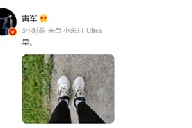 雷军在微博晒出鸿星尔克运动鞋图片
