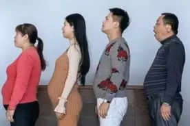 为鼓励产妈产后恢复，一家四口集体减肥成功，堪称最强减肥团图片