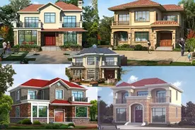 7套农村二层别墅房屋设计图，双露台+卧室套间，风水布局好图片