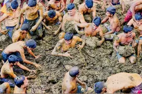 印度开展百人牛粪大战，场面极其欢乐，为何对牛粪情有独钟？图片