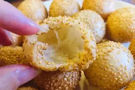 空心麻球详细教程，个个空心，简单易做，酥脆香甜，主食零食优选图片