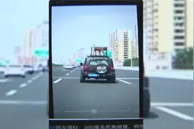 车顶铁笼运宠物 后车司机：“我看狗 还是看路？”图片