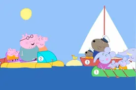 小猪佩奇，划船图片