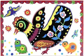 创意绘画教程—有趣的剪花母鸡一家人创意绘画制作图片