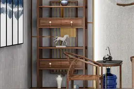实木茶室：新中式轻奢博古架，实用美观容量大，可当茶架书架图片