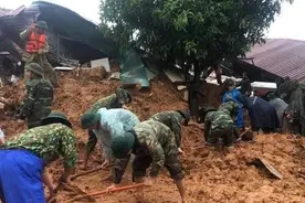 越南广治省一兵营遭遇塌方事故 已造成22人失联图片