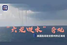 极罕见！美国路易斯安那州海域现“六龙吸水”奇观图片