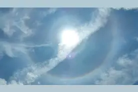 七彩光环！海南海口上空现日晕图片