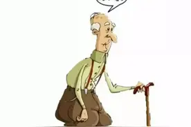 看图猜成语：一位拄着拐杖的老人没力气图片