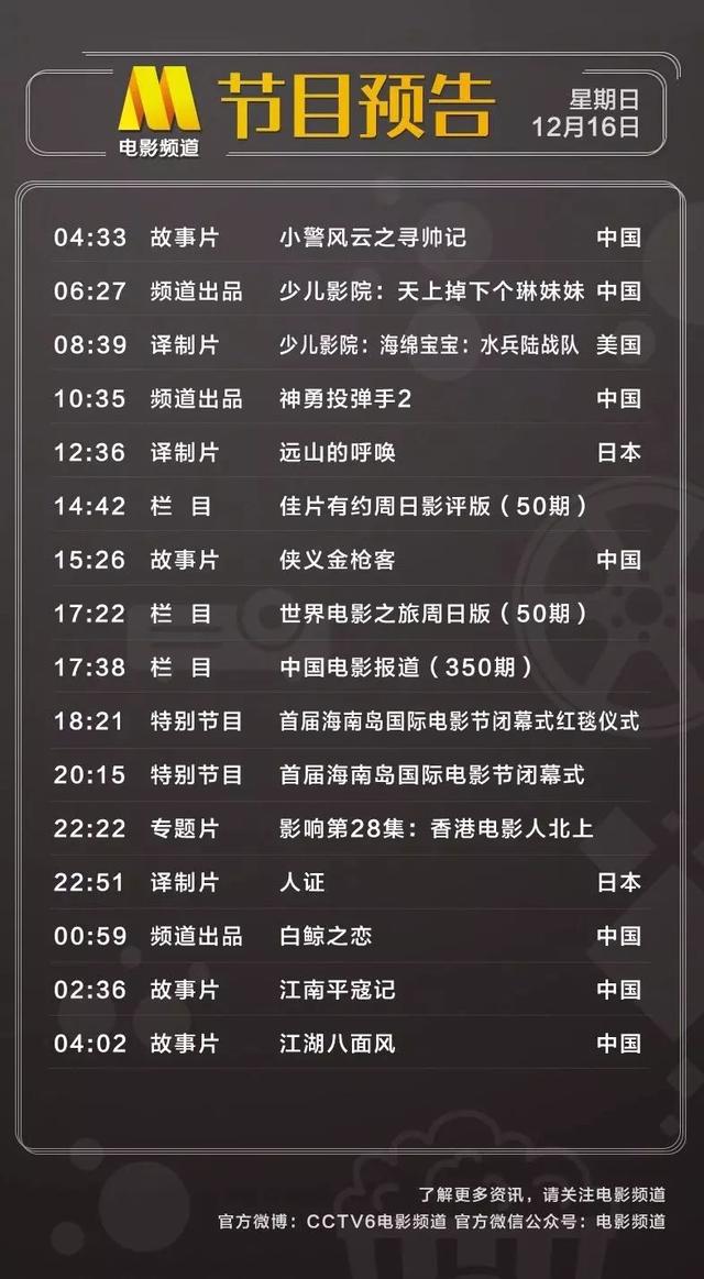 CCTV-6全程直播！电影节闭幕式今晚不见不散