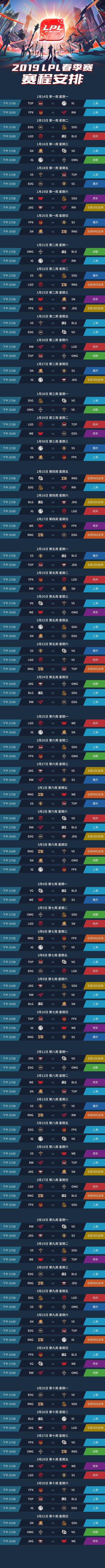 1月23日2019LPL春季赛WEvsSN比赛直播 附直播地址时间