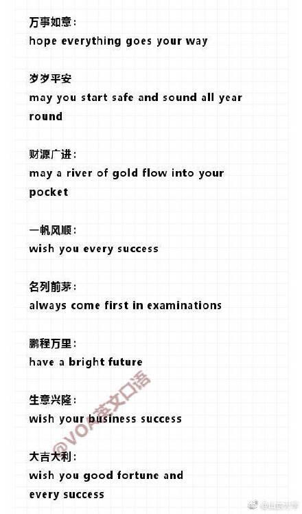 用英语说传统吉祥话