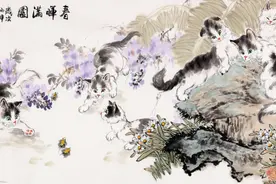 当代知名花鸟画家晋葆良国画耄耋图欣赏图片