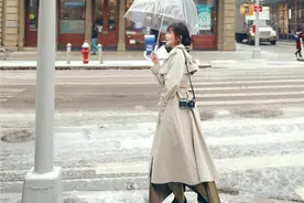 施诗时尚街拍曝光 漫步纽约演绎复古时尚图片