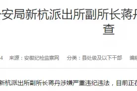 广德县公安局新杭派出所副所长蒋丹接受审查调查图片