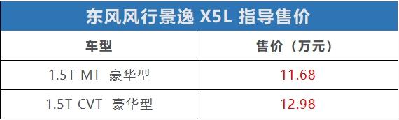 定位紧凑型SUV 东风风行全新景逸X5L正式上市：售价11.68-12.98万元