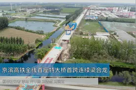 京滨高铁全线首座特大桥首跨连续梁合龙视频封面