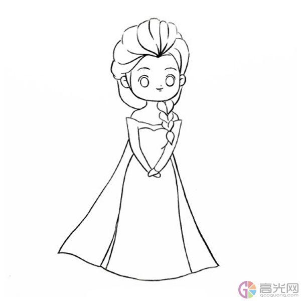 艾莎简笔画画法步骤,冰雪奇缘艾莎简笔画教程