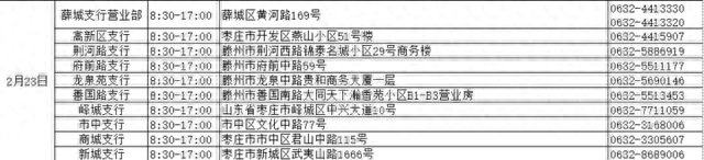 中国银行营业时间表，枣庄银行营业时间表 配图07
