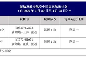 新加坡航空发布往返中国的航班调整计划图片