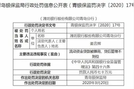 流动资金贷款被挪用，潍坊银行青岛分行违法遭罚70万图片