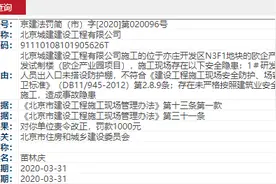 北京城建建设工程有限公司未严格按标准施工遭处罚图片