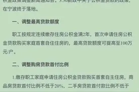 宁波公积金政策有变？最高贷款额提至100万，首付比例下调？假的图片