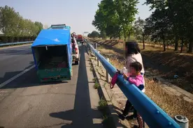 跟着导航，新乡一对母女骑着三轮上了高速图片