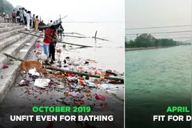 印度全国封锁数周后，恒河水从“不适合沐浴”变得“可饮用”图片