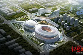 凤凰山体育公园专业足球场封顶，国内首创大开口索穹顶结构图片