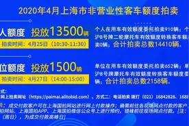 沪牌4月份拍卖警示价89300元，个人额度13500辆图片