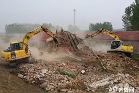 滨州博兴北营村对小清河防洪综合治理占地红线内地上建筑物集中拆除图片