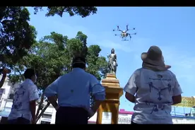 利用无人机消毒、华人侨团送口罩，中国经验助力墨西哥玛雅小城抗疫图片