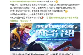 王者荣耀跨系统角色转移：需花费99元图片