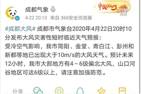 成都大风今晚打卡！大部地方4～6级，后天起气温“高歌猛进”图片