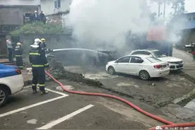停了几个月的皮卡突然自燃，旁边还有几辆车…图片