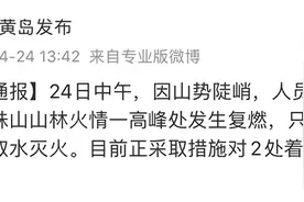 青岛小珠山山火复燃现场仍在处置，当地已组织居民撤离图片