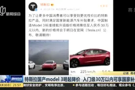 特斯拉国产model3明起降价  入门级30万以内可享国家补贴视频封面