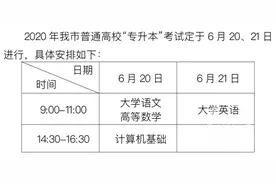 定了 重庆2020年普通高校专升本考试6月20、21日进行图片
