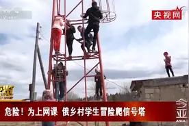 因当地通信不畅，俄罗斯学生为了上网课爬信号塔图片