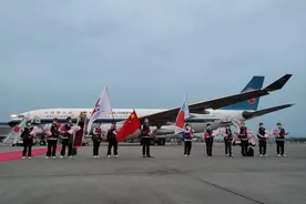 中国援非12人专家组凯旋归国 妻子接机隔空比心图片