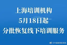 上海5月18日起分批恢复线下培训服务图片