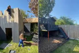 超强DIY！机智老爸花三天时间为孩子建堡垒图片