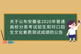 安徽省2020年普通高校分类考试招生和对口招生文化素质测试成绩公布图片