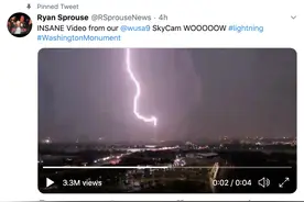 全美抗议活动4日进入第10天，当晚华盛顿纪念碑“恰巧”被闪电击中图片
