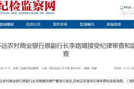 安徽怀远农村商业银行原副行长李路璐接受审查调查图片