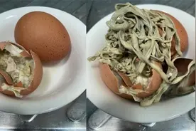恶心！女子超市买鸡蛋 煮熟剥开惊见一坨“面条”专家：并非寄生虫图片