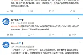 经铁路部门抢修，广西贺州境内因暴雨落石受阻的贵广客专恢复通车图片